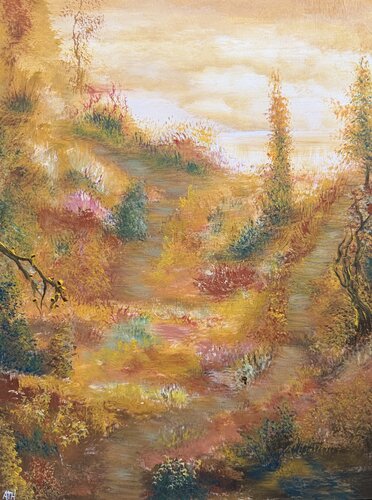 The summer light over the heath. di Anette Thorup Hansen, Pittura in vendita su Singulart