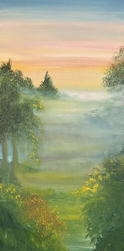 Misty Morning Walk di Anette Thorup Hansen, Pittura in vendita su Singulart