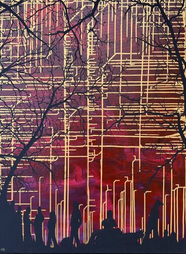 Beneath the buzz of the City par Anette Thorup Hansen, Peinture en vente sur Singulart