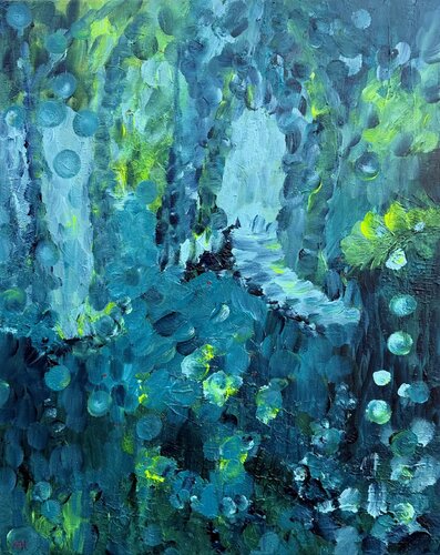 And off we go,  gate around the corner to the right. von Anette Thorup Hansen, Malerei kaufen auf Singulart