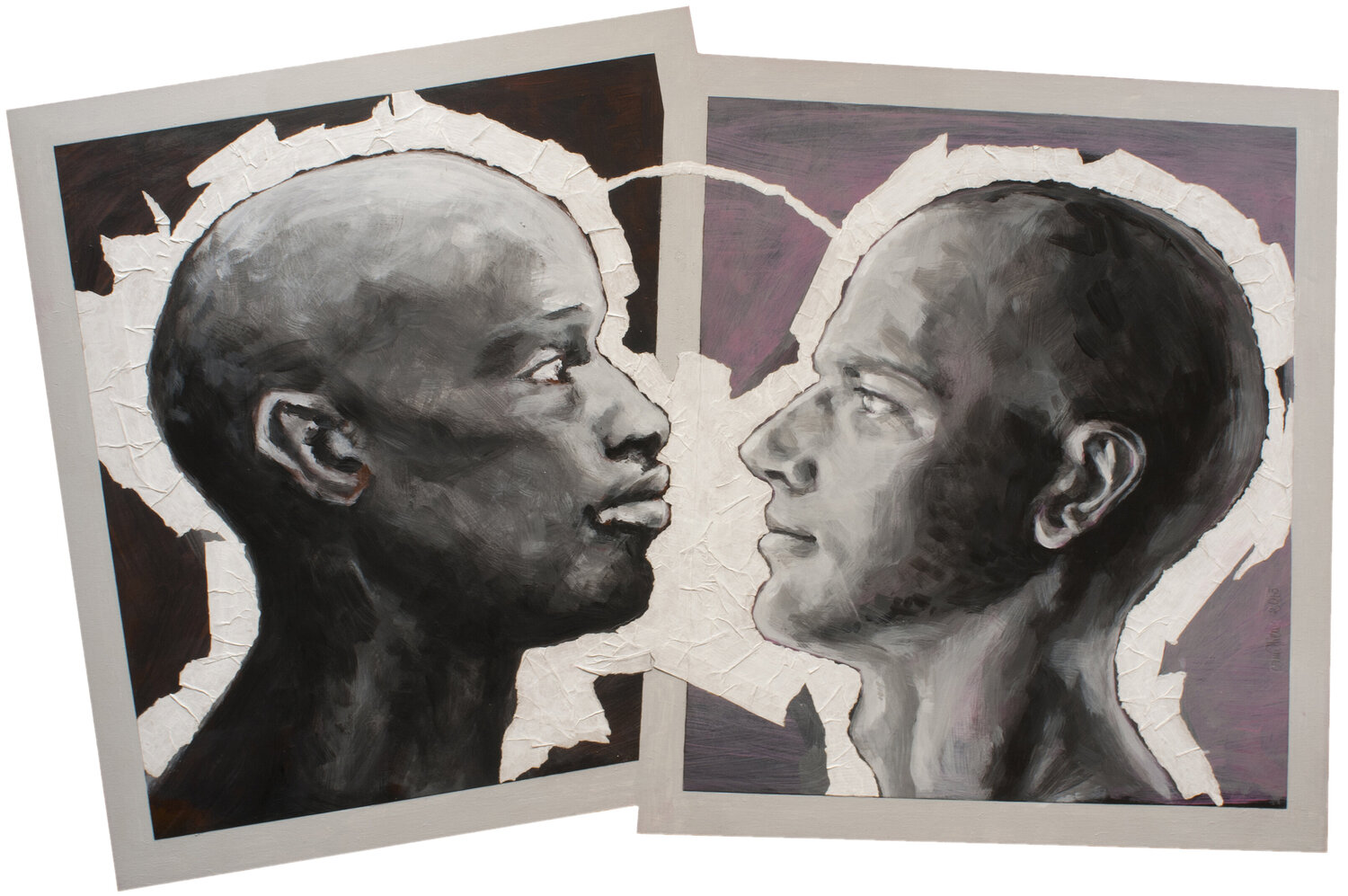 Face to Face - Hommage à Mapplethorpe Hubert Camiglieri Originalgemälde zu verkaufen