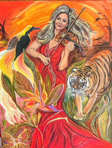 Margot the violinist of Sarasota van Sophia Bednarski, Schilderij te koop op Singulart