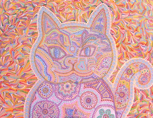 Colorful cat di Virginie Bodéro, Pittura in vendita su Singulart