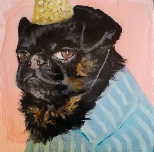 Robert the dog , happy party by Marina Desportes, Painting for Sale on Singulart