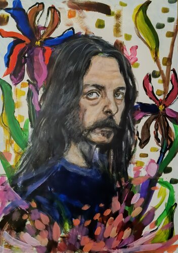 The man with the flowers de Marina Desportes, Pintura a la venta en Singulart