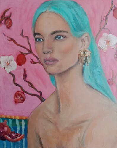 Pomegranate girl van Marina Desportes, Schilderij te koop op Singulart