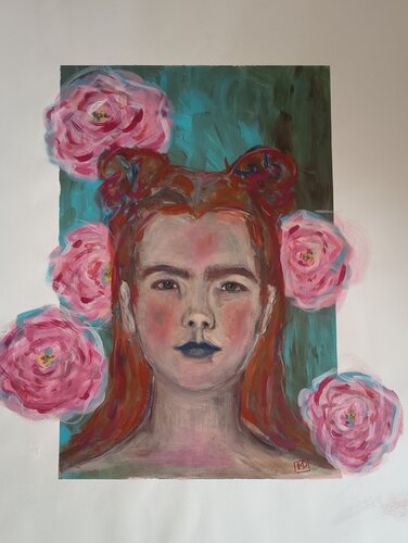 Girl with roses by Marina Desportes, 회화 for Sale on Singulart