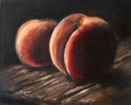 Peaches on Table di Kelly Lane, Pittura in vendita su Singulart