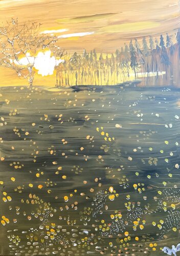 Golden forrest by Cornelia Götze, Painting for Sale on Singulart