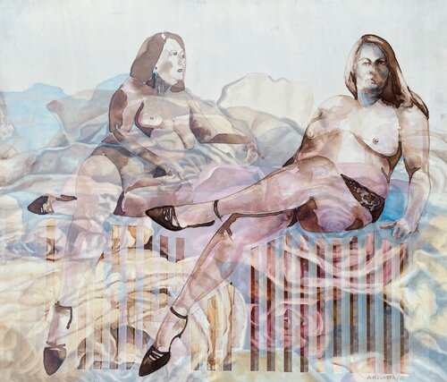 Lenore sat on her bed of roses.  Waiting. von Annette Nieukerk, Malerei kaufen auf Singulart