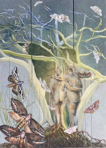 the ghost moths and the crones von Annette Nieukerk, Malerei kaufen auf Singulart