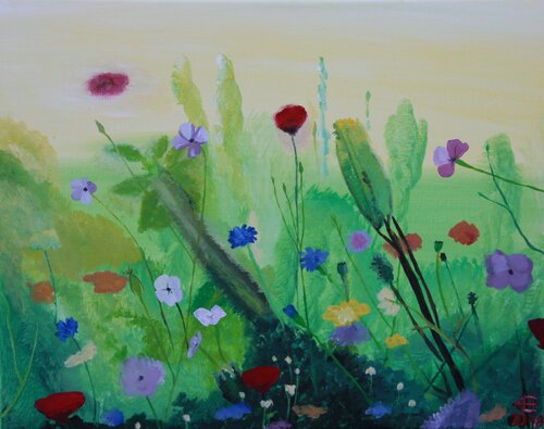 Blumenwiese Sommer de Eliane Hofer, Pintura a la venta en Singulart
