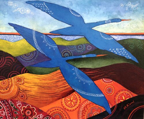 Cranes are flying di Ulyana Korol, Pittura in vendita su Singulart