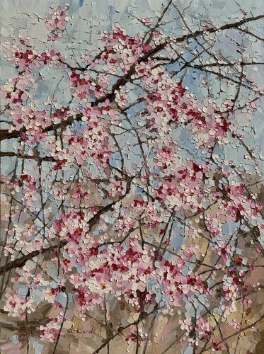 Pink almond blossom van Ulyana Korol, Schilderij te koop op Singulart
