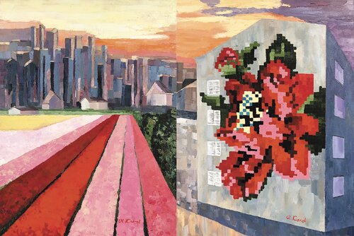 Urbania. The city is advancing. (Diptych) van Ulyana Korol, Schilderij te koop op Singulart