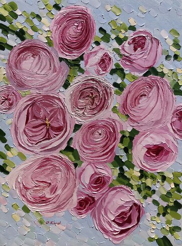 Pink marshmallow roses von Ulyana Korol, Malerei kaufen auf Singulart