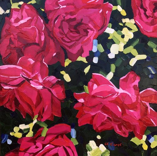 Red roses in the evening van Ulyana Korol, Schilderij te koop op Singulart
