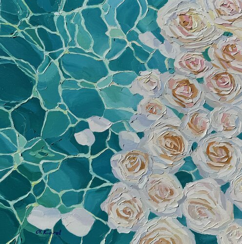 White petals. Turquoise silence von Ulyana Korol, Malerei kaufen auf Singulart