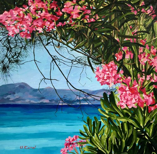 Window made of oleanders by Ulyana Korol, 회화 for Sale on Singulart