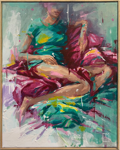 Rosso - Verde (piccole figure) van elisa marmo, Schilderij te koop op Singulart