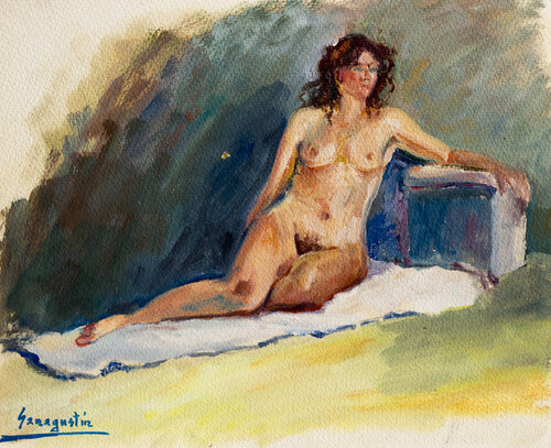 Desnudo en acuarela by Bernardo Lanuza San Agustín, Painting for Sale on Singulart