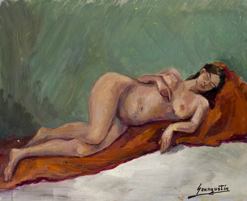 Desnudo sobre naranja de Bernardo Lanuza San Agustín, Pintura a la venta en Singulart