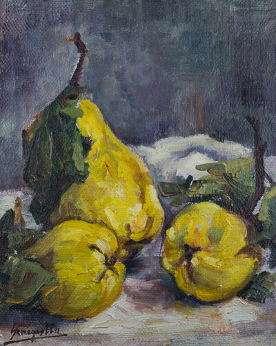 Tres membrillos by Bernardo Lanuza San Agustín, Painting for Sale on Singulart