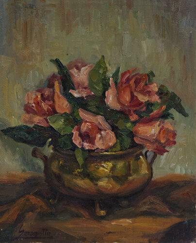 Cobre y rosas rosas par Rosa San Agustín, Peinture en vente sur Singulart