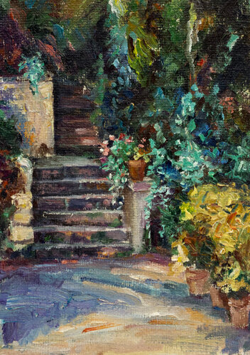 Escaleras de un patio by Rosa San Agustín, Painting for Sale on Singulart