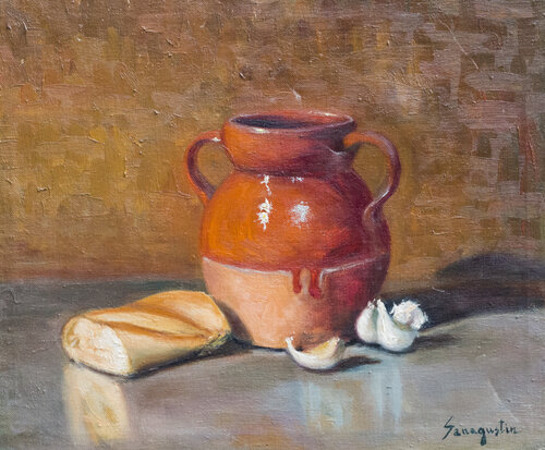 Pan, barro y ajos van Rosa San Agustín, Schilderij te koop op Singulart