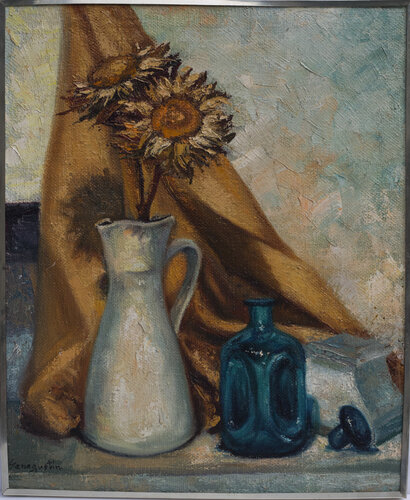 Cardos y cristal azul by Rosa San Agustín, Painting for Sale on Singulart