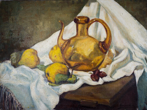 Jarra y membrillos by Rosa San Agustín, Painting for Sale on Singulart