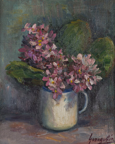 La taza de lilas de Rosa San Agustín, Pintura a la venta en Singulart