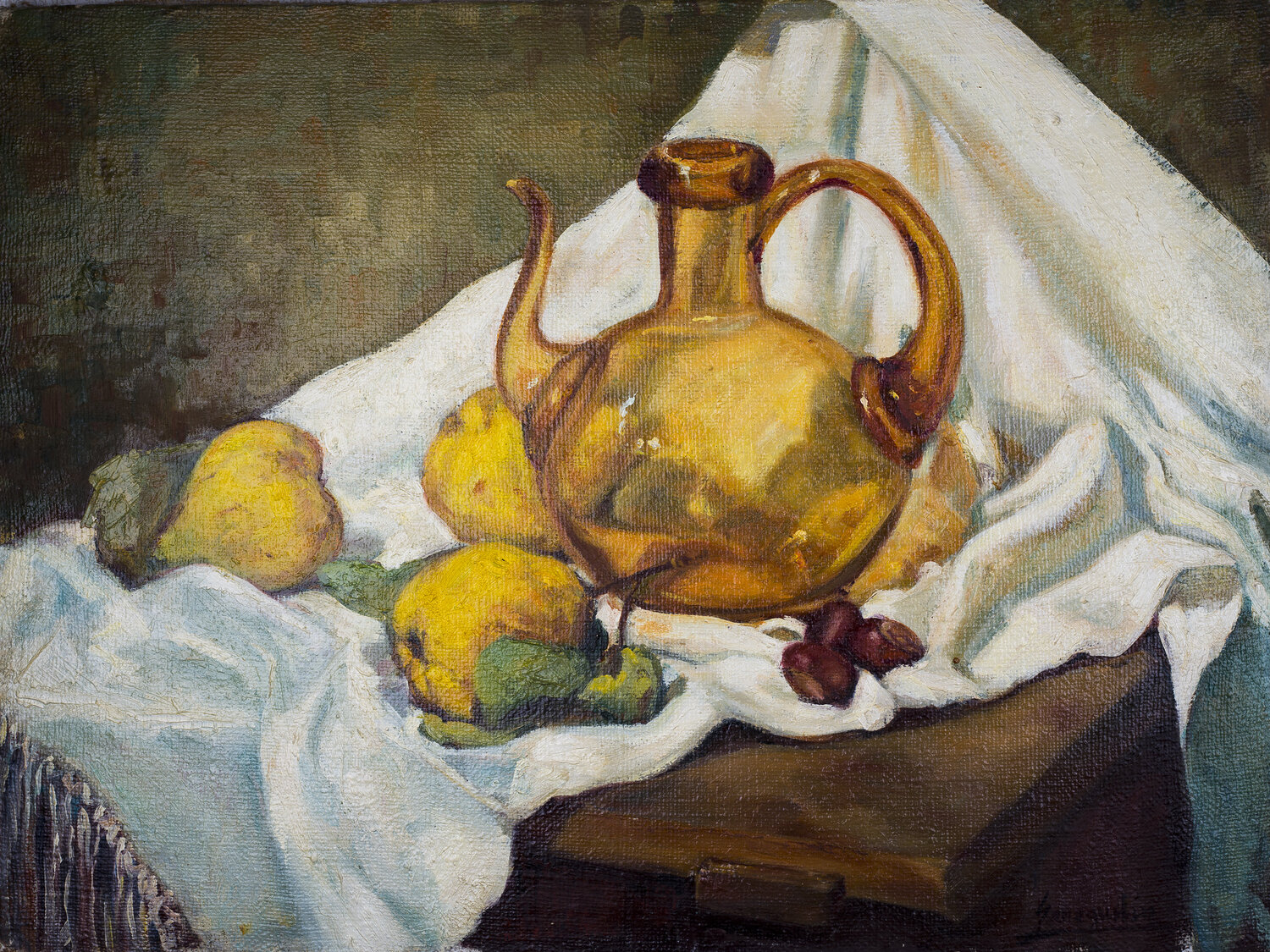 Jarra y membrillos Rosa San Agustín Original painting for sale