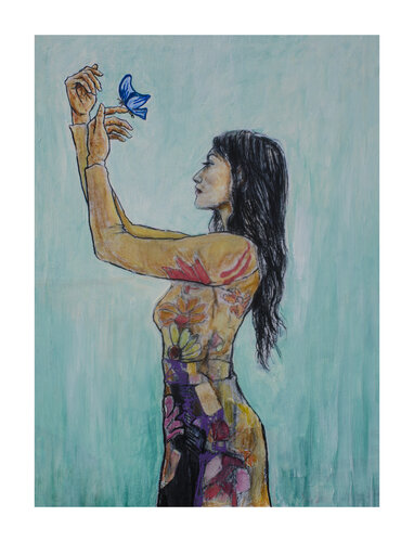 Mariposa Azul van Matias Sansalonie, Werk op papier te koop op Singulart
