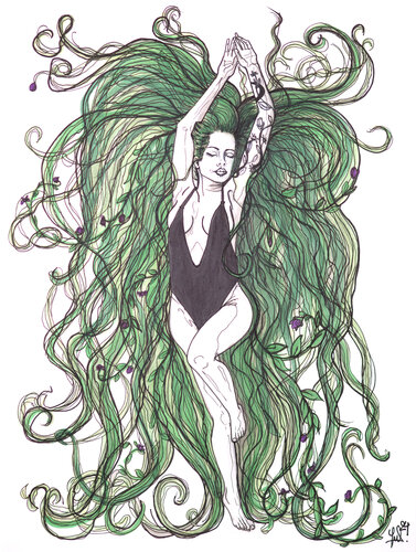 Belladonna Rising Ocean di Yvonne van Dalen, Opera su carta in vendita su Singulart