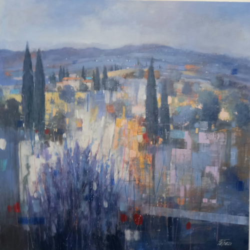 Paesaggio con lavanda by Paolo Fedeli, 油畫 for Sale on Singulart