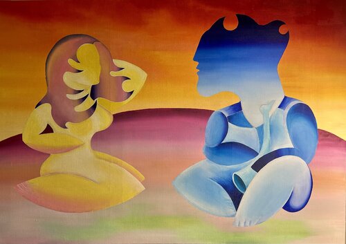 The meeting di Michaël Sfez, Pittura in vendita su Singulart