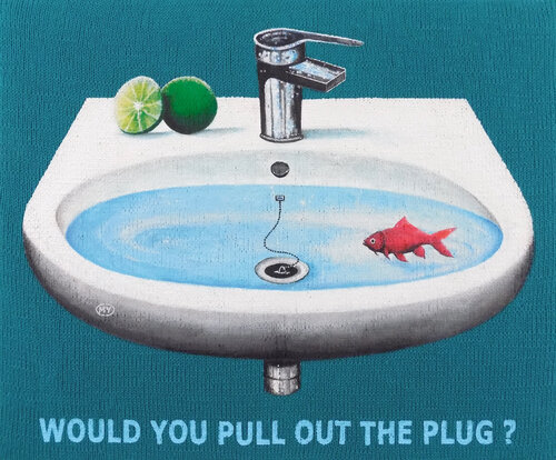WOULD YOU PULL OUT THE PLUG de ART-WOOL Angela Osman + Martin Brauner, Pintura a la venta en Singulart