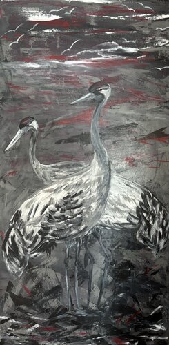 Kraniche II di Britta Kaping, Pittura in vendita su Singulart