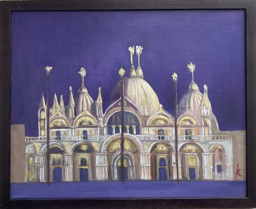 Magical Doge's Palace at Night par Allison McSparron-Edwards, Peinture en vente sur Singulart