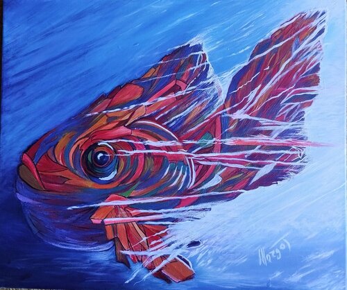 "AFFRONTANDO L'ABBISSO COL CUORE BAMBINO"- Facing the Abyss with a child's heart van MARGHERITA BELLIPANNI (Margot), Schilderij te koop op Singulart