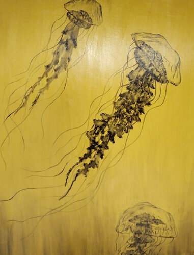 Aufwärts - trotzdem / Quallen im goldenen Meer II de Ricardo Schwarz, Pintura a la venta en Singulart
