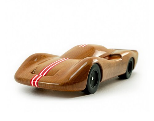 "67 RennWagen" (inspiration Porsche 907) - Livrée hêtre vernis et bandes course by Atelier Circourt, Sculpture for Sale on Singulart