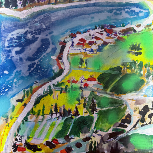 Ausblick vom Herzogstand auf den Walchensee de Martin Thomas, Pintura a la venta en Singulart