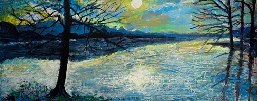 Zweifacher Sonnenuntergang am Kochelsee van Martin Thomas, Schilderij te koop op Singulart
