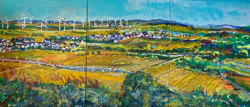 Triptychon -  Blick über das Külztal van Martin Thomas, Schilderij te koop op Singulart
