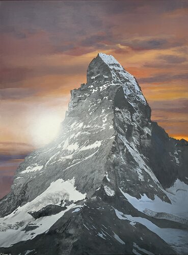Ultimes rayons sur le Cervin by Patrick Egger, Painting for Sale on Singulart