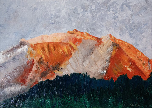 Coucher de soleil sur les Alpes by Patrick Kessler, 회화 for Sale on Singulart