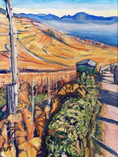 Autumn in Lavaux's Vineyards by Heiner Handschin, 회화 for Sale on Singulart